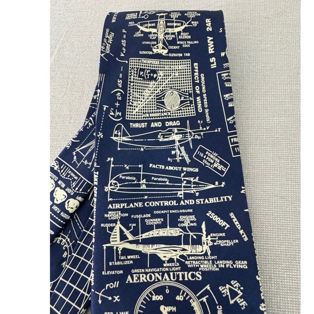 Honz Aeronautical Museum Artifacts Silk‎ Tie Blue - Picture 3 of 8